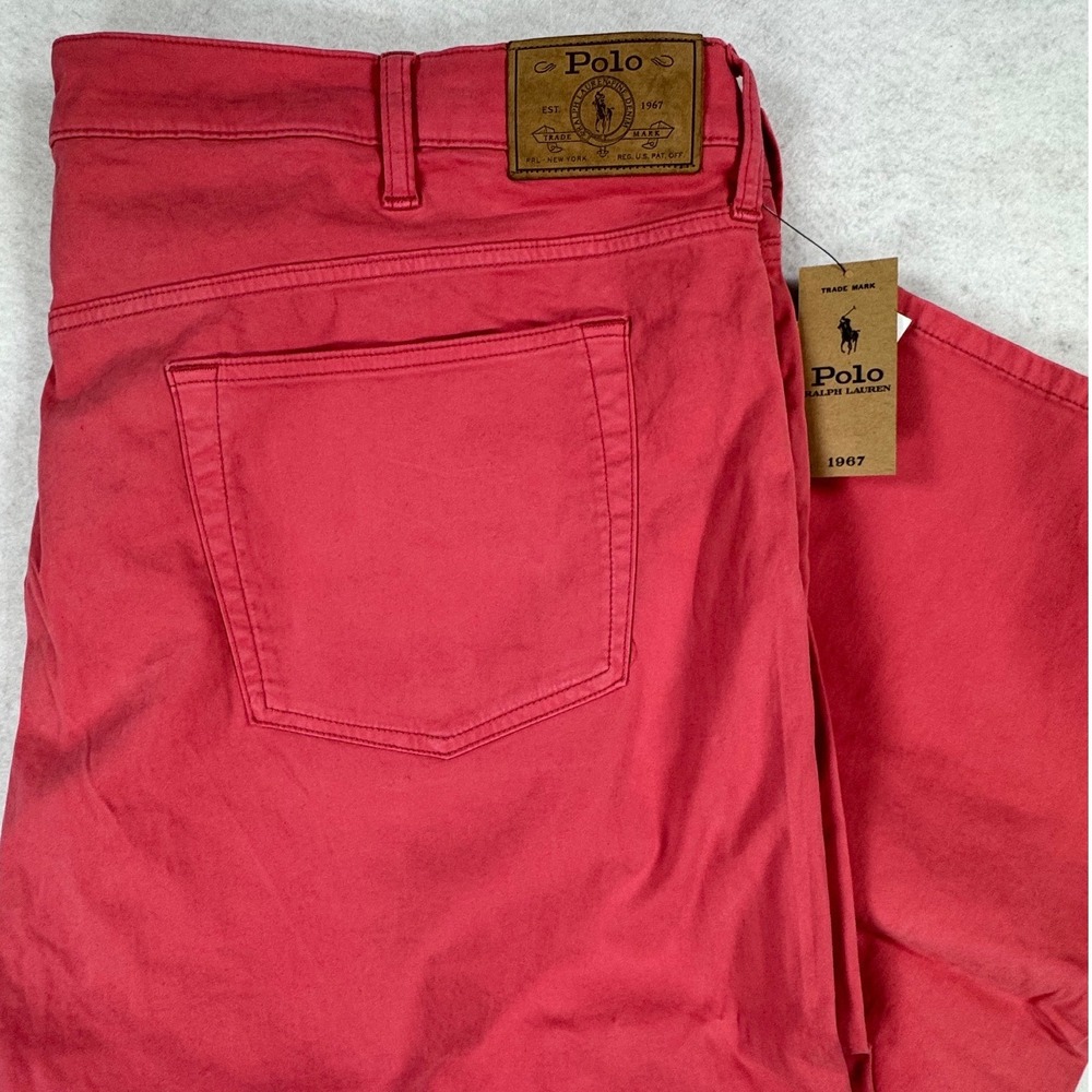 Polo Ralph Lauren Varick Slim Straight Red Stretch Pants Mens 46B x 30 NEW